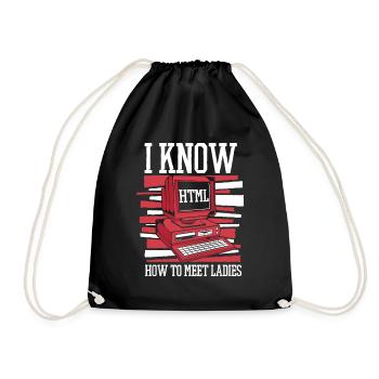 I Know Hot To Meet Ladies Developer Coder - Drawstring Bag - black - Front