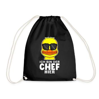 coole Ente Chef Spruch - Turnbeutel - Schwarz - Vorne