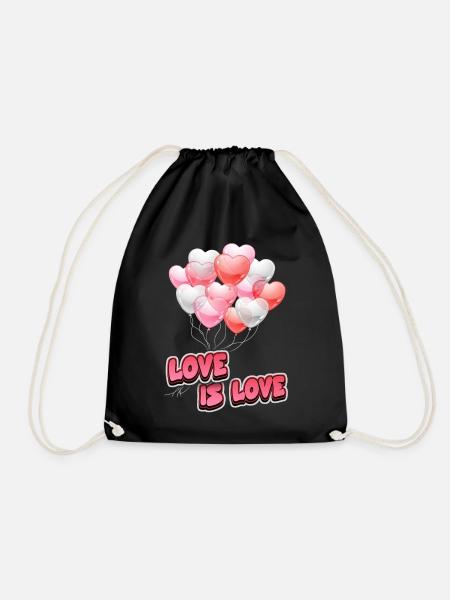 Valentinstag mit Luftballons Herzen, Love-Is-Love - Turnbeutel - Schwarz