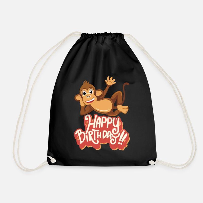 Happy-Birthday, lustiger Affe, Geburtstag Spruch - Turnbeutel - Schwarz
