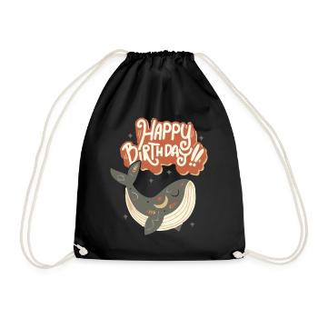 Joyeux anniversaire drôle de baleine Dire - Sac de sport léger - noir - Devant