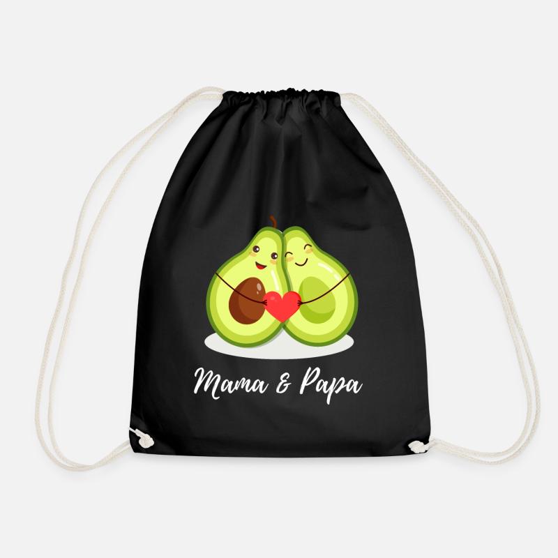 Mama & Papa Avocados Herz Geschenkidee - Turnbeutel - Schwarz