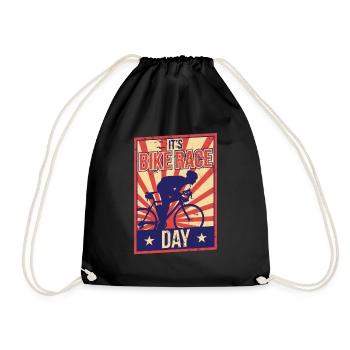 It's the day of the bike race bike race bike race - Drawstring Bag - black - Front