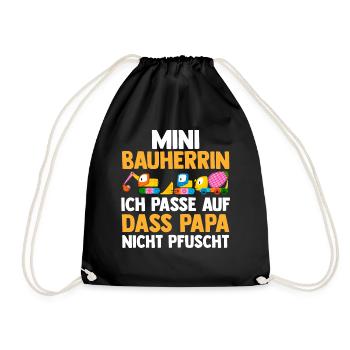 Bagger Bauherrin - Turnbeutel - Schwarz - Vorne