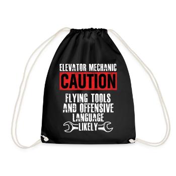 Elevator Mechanic Flying Tools Technician - Drawstring Bag - black - Front