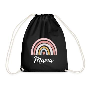 Mama Mom Regenbogen Herz Baby Beste Mama Muttertag - Turnbeutel - Schwarz - Vorne