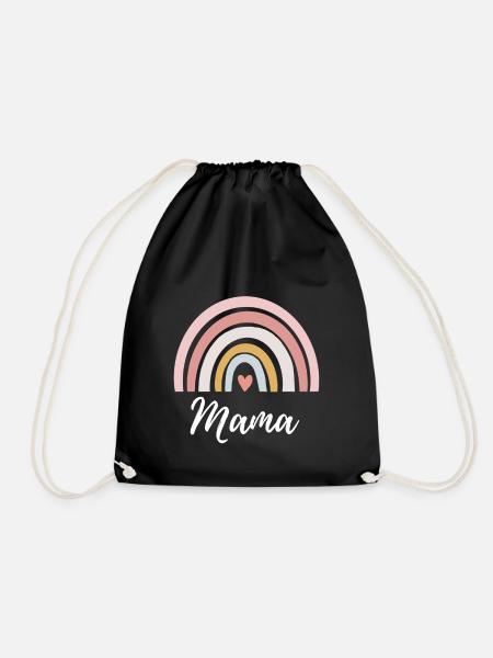 Mama Mom Regenbogen Herz Baby Beste Mama Muttertag - Turnbeutel - Schwarz
