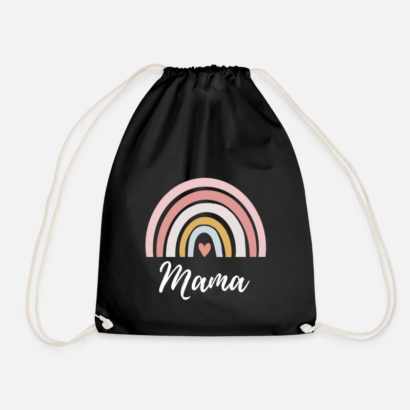 Mama Mom Regenbogen Herz Baby Beste Mama Muttertag - Turnbeutel - Schwarz