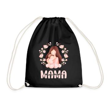 Mama Mutter Kind Blumen Mutterliebe - Turnbeutel - Schwarz - Vorne
