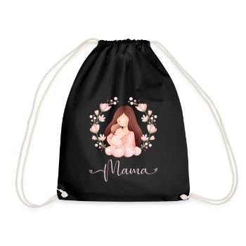 Mama Mutter Kind Blumen Mutterliebe - Turnbeutel - Schwarz - Vorne