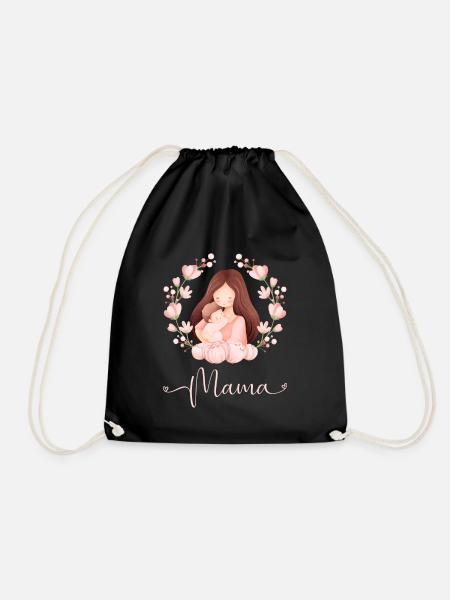 Mama Mutter Kind Blumen Mutterliebe - Turnbeutel - Schwarz