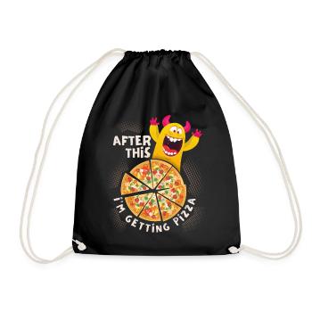 Lustiges Pizza-Monster, Pizza-Spruch, Belohnung - Turnbeutel - Schwarz - Vorne