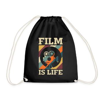 Filmmaking Film Is Life Retro Director Filmmaker - Drawstring Bag - black - Front