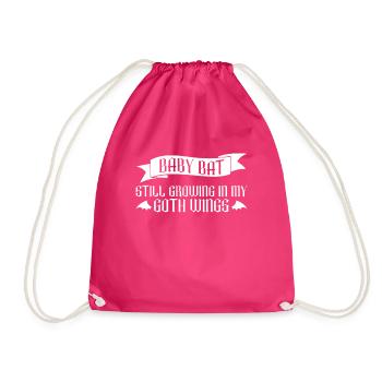 Baby Bat Gothic Goth Grufti Saying - Drawstring Bag - fuchsia - Front