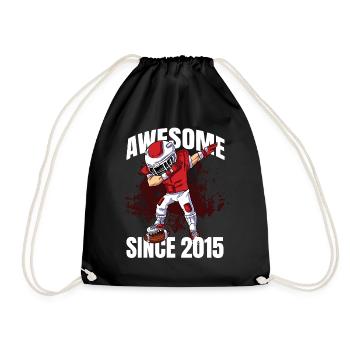 Awesome Since 2015 - 8th Football Player Birthday - Drawstring Bag - black - Front