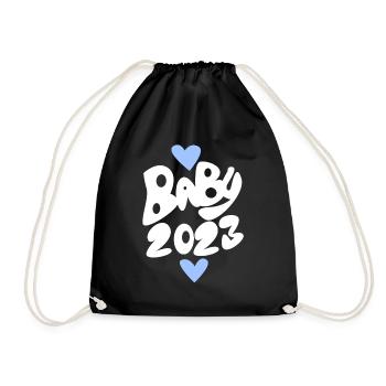 Baby 2023 - Geburt Schwanger 2023 - Baby Junge - Turnbeutel - Schwarz - Vorne