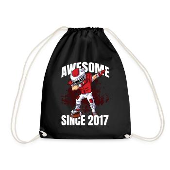 Awesome Since 2017 - 6th Football Player Birthday - Drawstring Bag - black - Front
