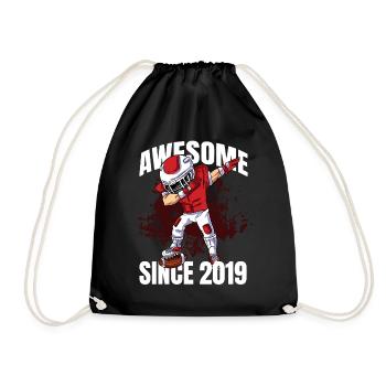 Awesome Since 2019 - 4th Football Player Birthday - Drawstring Bag - black - Front