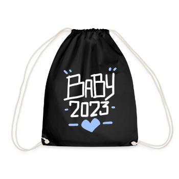 Baby 2023 - Baby Boy - Son - Pregnant - Drawstring Bag - black - Front