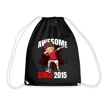Awesome Since 2015 - 8th Soccer Player Birthday - Drawstring Bag - black - Front