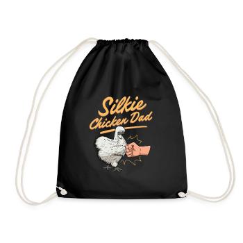 Silkie Chicken Dad Poulet chinois en soie - Sac de sport léger - noir - Devant