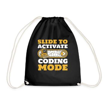 Slide To Activate Coding Mode Developer Coder - Drawstring Bag - black - Front