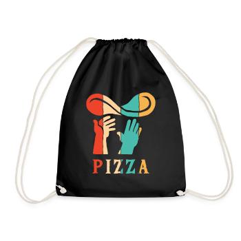 Retro Pizza Pizzablech Pizzaofen Pizza Liebhaber - Turnbeutel - Schwarz - Vorne