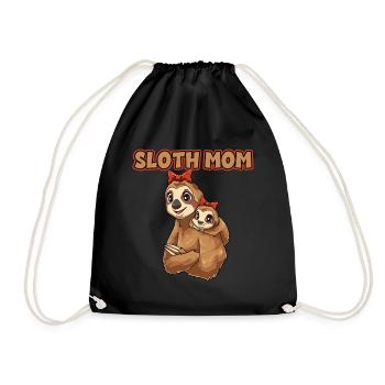 Sloth Mom für Mutti - Turnbeutel - Schwarz - Vorne