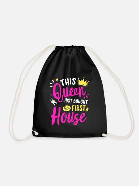 New Homeowner 2023 Housewarming Girl for New Home - Drawstring Bag - black