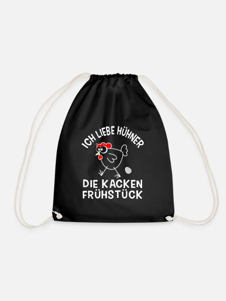 Ich liebe Hühner die kacken Frühstück - Huhn Ei - Turnbeutel - Schwarz