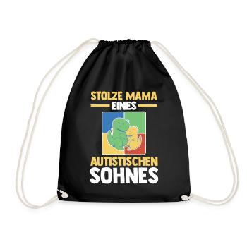 Mama Mutter Sohn Autismus Autist Autisten - Turnbeutel - Schwarz - Vorne