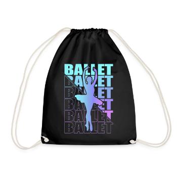 Ballett, Ballerina, Girl, Mädchen, Tanzen - Turnbeutel - Schwarz - Vorne
