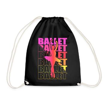 Ballett, Ballerina, Girl, Mädchen, Tanzen - Turnbeutel - Schwarz - Vorne