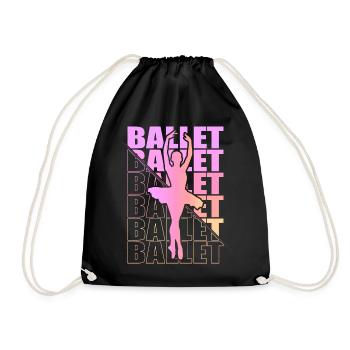 Ballett, Ballerina, Girl, Mädchen, Tanzen - Turnbeutel - Schwarz - Vorne