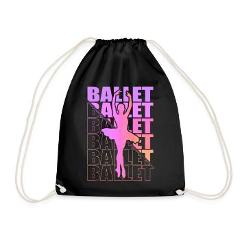 Ballett, Ballerina, Girl, Mädchen, Tanzen - Turnbeutel - Schwarz - Vorne