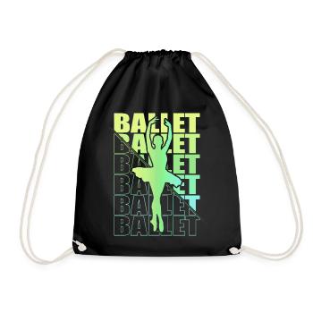 Ballett, Ballerina, Girl, Mädchen, Tanzen - Turnbeutel - Schwarz - Vorne