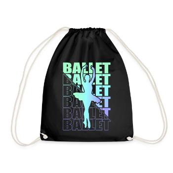 Ballett, Ballerina, Girl, Mädchen, Tanzen - Turnbeutel - Schwarz - Vorne