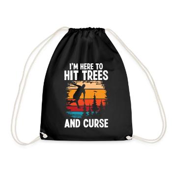 Disc Golfer hit Trees and Curse - Drawstring Bag - black - Front