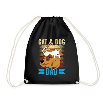 Cat and Dog Daddy Boy Type Lover Cats - Drawstring Bag - black - Front