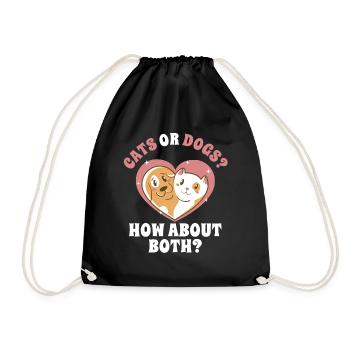 Cats or dogs, how about both cats - Drawstring Bag - black - Front