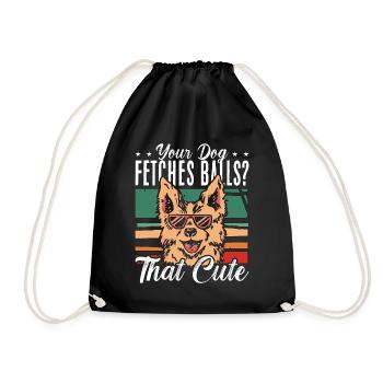 Animal Trainer Your Dog Fetches Balls Retro Pet - Drawstring Bag - black - Front