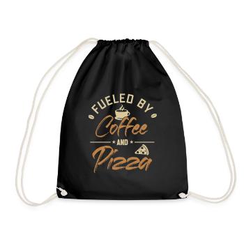 Fueled by Coffee and Pizza Pizza Tray Pizza Oven - Drawstring Bag - black - Front