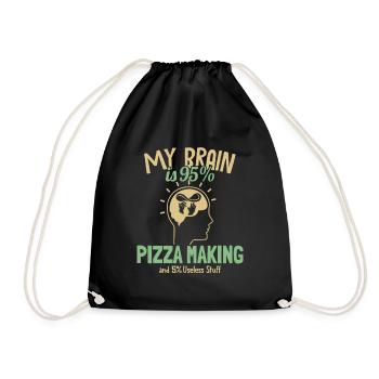 My Brain is 95% Pizza Making Pizza Pizza Tray - Drawstring Bag - black - Front