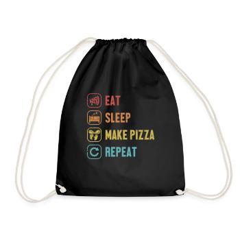 Eat Sleep Make Pizza Repeat Pizzaofen Pizza - Turnbeutel - Schwarz - Vorne