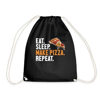 Eat Sleep Make Pizza Repeat Pizzablech Pizzaofen - Turnbeutel - Schwarz - Vorne