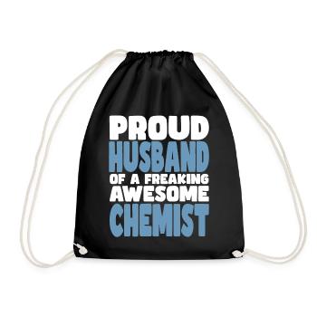 Proud wife of a damn good chemist - Drawstring Bag - black - Front