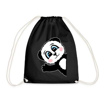 Panda Pandabär Geschenk Damen Herren Kinder - Turnbeutel - Schwarz - Vorne