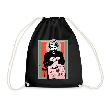 Techno Sewing Art Illustration - Drawstring Bag - black - Front