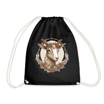 Flower Crown Goat Floral Farm Animal Pet - Turnbeutel - Schwarz - Vorne