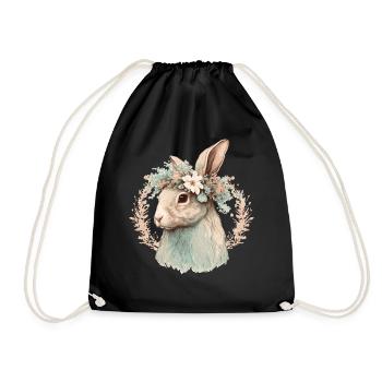 Flower Crown Bunny Rabbit Floral Farm Animal Pet - Sac de sport léger - noir - Devant